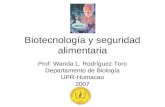 Biotecnología y seguridad alimentaria Prof. Wanda L. Rodríguez Toro Departamento de Biología UPR-Humacao 2007 alimentos.