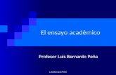 Luis Bernardo Peña El ensayo académico Profesor Luis Bernardo Peña.