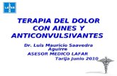 TERAPIA DEL DOLOR CON AINES Y ANTICONVULSIVANTES Dr. Luis Mauricio Saavedra Aguirre ASESOR MEDICO LAFAR Tarija Junio 2010.