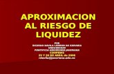 APROXIMACION AL RIESGO DE LIQUIDEZ POR RICARDO DAVILA LADRON DE GUEVARA UNES/IER/EAR PONTIFICIA UNIVERSIDD JAVERIANA COOPEBIS 25 Y 26 DE ABRIL de 2008.