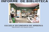 INFORME DE BIBLIOTECA ESCUELA SECUNDARIA DE AMBERES BIBLIOTECARIA: María Alejandra Quintana.
