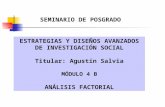 ESTRATEGIAS Y DISEÑOS AVANZADOS DE INVESTIGACIÓN SOCIAL Titular: Agustín Salvia MÓDULO 4 B ANÁLISIS FACTORIAL SEMINARIO DE POSGRADO.