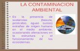 LA CONTAMINACION AMBIENTAL Es la presencia de sustancias (basura, pesticidas, aguas sucias) extrañas de origen humano en el medio ambiente, ocasionando.