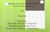 Colegio de Bachilleres N.6 Vicente Guerrero TIC Macros Alumno: Barrios Becerril Virginia Maldonado Rivera Luz Resentìz Huerta Alejandro.
