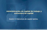 1 Administración de capital de trabajo y estructura de capital Sesión 5: Estructura de capital óptima.