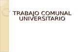 TRABAJO COMUNAL UNIVERSITARIO. DISPOSICIONES GENERALES ¿Qué es el TCU? Es la actividad realizada por la Universidad de Costa Rica por medio de sus estudiantes.