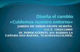 JARDIN DE NIÑOS FELIPE DUREÑA C.C.T. 15EJN1266V AV. POPOCATEPETL S/N BARRIO LA CAÑADA SAN RAFAEL, TLALMANALCO,MEX.