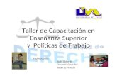 Taller de Capacitación en Enseñanza Superior y Políticas de Trabajo Facilitadores: Rudy Saborio Giovanni Cavallini Roberto Pineda.