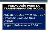 PEDAGOGÍA PARA LA TRANSFORMACIÓN SOCIAL ¿CÓMO ELABORAR UN PEI? Profesor: Juan de Dios Urrego