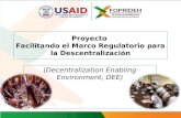 Proyecto Facilitando el Marco Regulatorio para la Descentralización (Decentralization Enabling Environment, DEE)