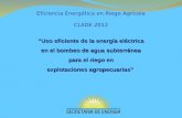 Eficiencia Energética en Riego Agrícola CLADE 2012 Eficiencia Energética en Riego Agrícola CLADE 2012 Uso eficiente de la energía eléctrica en el bombeo.
