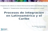 Procesos de integración en Latinoamérica y el Caribe Dra. Mariela Licha Salomón 13 de agosto 2012 Programa de Lideres en Salud Internacional Edmundo Granda.