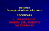 Resumen Conceptos fundamentales sobre ERGONOMÍA 5. MEJORA DEL DISEÑO DEL PUESTO DE TRABAJO.