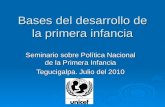 Bases del desarrollo de la primera infancia Seminario sobre Política Nacional de la Primera Infancia Tegucigalpa. Julio del 2010.