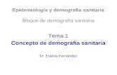 Epidemiología y demografía sanitaria Bloque de demografía sanitaria Tema 1 Concepto de demografía sanitaria Dr. Esteve Fernández.