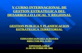 V CURSO INTERNACIONAL DE GESTION ESTRATEGICA DEL DESARROLLO LOCAL Y REGIONAL GESTION PUBLICA Y PLANIFICACION ESTRATEGICA TERRITORIAL FERNANDO SANCHEZ ALBAVERA.