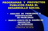 PROGRAMAS Y PROYECTOS PUBLICOS PARA EL DESARROLLO SOCIAL - ANALISIS DE PROBLEMAS E IDENTIFICACION DE PROBLEMAS - MARCO LOGICO EN EL DISEÑO DE PROYECTOS.