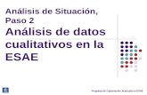 Programa de Capacitación Avanzada en ESAE Sesión 3.1. Análisis de Situación, Paso 2 Análisis de datos cualitativos en la ESAE.