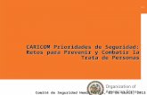 CARICOM Prioridades de Seguridad: Retos para Prevenir y Combatir la Trata de Personas Comité de Seguridad Hemisférica, 22 de abril, 2013.