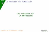 UNIDAD 2 La función de nutrición Ciencias de la Naturaleza 2.º ESO LOS PROCESOS DE LA NUTRICIÓN.