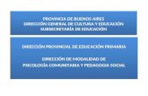 PROVINCIA DE BUENOS AIRES DIRECCIÓN GENERAL DE CULTURA Y EDUCACIÓN SUBSECRETARÍA DE EDUCACIÓN DIRECCIÓN PROVINCIAL DE EDUCACIÓN PRIMARIA DIRECCIÓN DE MODALIDAD.