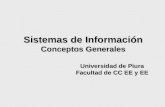 Sistemas de Información Conceptos Generales Universidad de Piura Facultad de CC EE y EE.