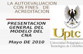 LA AUTOEVALUACION CON FINES DE ACREDITACION PRESENTACION GENERAL DEL MODELO DEL CNA Mayo DE 2010.