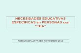 NECESIDADES EDUCATIVAS ESPECIFICAS en PERSONAS con TEA FORMACION ASTRADE NOVIEMBRE 2010.