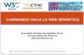 CAMINANDO HACIA LA WEB SEMÁNTICA Jesualdo Tomás Fernández Breis Universidad de Murcia jfernand@um.es Taller sobre estándares Web W3C- 11 de noviembre de.