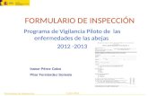 Formulario de Inspección 4 julio 2012 1 FORMULARIO DE INSPECCIÓN Programa de Vigilancia Piloto de las enfermedades de las abejas 2012 -2013 Iratxe Pérez.