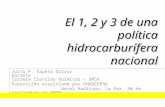 El 1, 2 y 3 de una política hidrocarburífera nacional Justo P. Zapata Quiroz Docente Carrera Ciencias Químicas - UMSA Exposición auspiciada por UNADERENA.