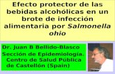 Efecto protector de las bebidas alcohólicas en un brote de infección alimentaria por Salmonella ohio Dr. Juan B Bellido-Blasco Sección de Epidemiología.