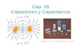 Cap. 26 Capacitores y Capacitancia. Capacitancia - C Es la constante de proporcionalidad entre carga y voltaje (diferencia de potencial) Es independiente.