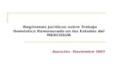 Regímenes Jurídicos sobre Trabajo Doméstico Remunerado en los Estados del MERCOSUR Asunción –Noviembre 2007.