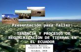 Manolo Morales, Corporación ECOLEX Octubre, 2010 Presentación para Taller: TENENCIA Y PROCESOS DE REGUALRIZACION DE TIERRAS EN EL ECUADOR TENENCIA Y PROCESOS.