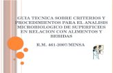 Criterios y Procedimientos para Realizar Analisis Microbiologicos sobre Superficies