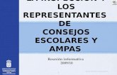 1 LA INSPECCIÓN Y LOS REPRESENTANTES DE CONSEJOS ESCOLARES Y AMPAS Reunión informativa 2009/10 Inspección de Educación :Trabajo equipo 2009/10.