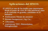 Aplicaciones del HNO3: El HNO3 es uno de los ácidos mas importantes desde el punto de vista de vida industrial, pues se le consume en grandes cantidades.