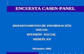 DEPARTAMENTO DE INFORMACIÓN SOCIAL DIVISIÓN SOCIAL MIDEPLAN Diciembre 2002 ENCUESTA CASEN-PANEL.