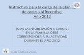 Instructivo para la carga de la planilla de acceso al incentivo Año 2012 TODA LA INFORMACIÓN A CARGAR EN LA PLANILLA DEBE CORRESPONDER A SU ACTIVIDAD DURANTE.