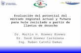 Evaluación del potencial del mercado regional actual y futuro para hule reciclado a partir de llantas de desecho Dr. Martin H. Bremer Bremer Dr. Davd Güemez.