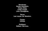 Nombres: Karen Quintero. Deisy Díaz. Leidy Angel. Lina Cartagena. Tema: Las Leyes De Newton. Curso: 1005Jt. Profesor: Edison Herrera.