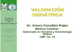 VALORACIÓN GERIÁTRICA Dr. Arturo González Rojas Medico Familiar Diplomado en Geriatría y Gerontología Médica UMF. No. 15.