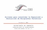Acciones para consolidar la Reposición y Destrucción de Recipientes Portátiles SECRETARÍA DE ENERGÍA SUBSECRETARÍA DE HIDROCARBUROS DIRECCIÓN GENERAL DE.