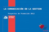 LA COMUNICACIÓN EN LA GESTION Proyectos de Promoción 2012.