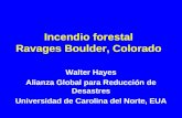 Incendio forestal Ravages Boulder, Colorado Walter Hayes Alianza Global para Reducción de Desastres Universidad de Carolina del Norte, EUA.