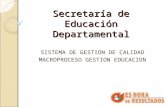 Secretaría de Educación Departamental SISTEMA DE GESTION DE CALIDAD MACROPROCESO GESTION EDUCACION.