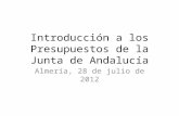 Introducción a los Presupuestos de la Junta de Andalucía Almería, 28 de julio de 2012.