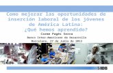 Como mejorar las oportunidades de inserción laboral de los jóvenes de América Latina: ¿Qué hemos aprendido? Carme Pagès Serra Banco Inter-Americano de.