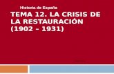 TEMA 12. LA CRISIS DE LA RESTAURACIÓN (1902 – 1931) Historia de España Jaime Corona.
